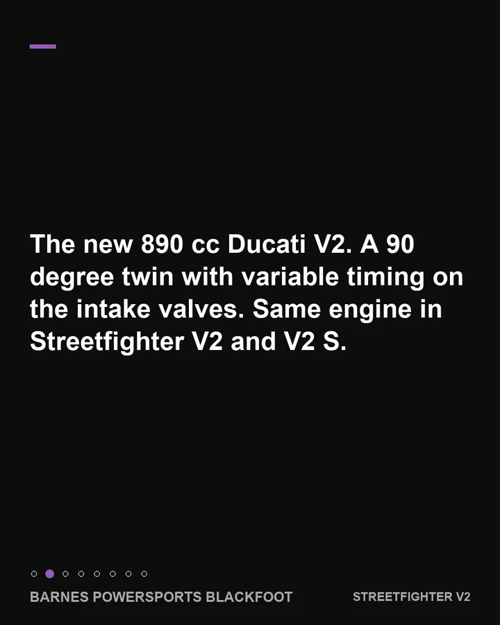 The 890 cc V2 with variable intake timing, slide 2 of 8